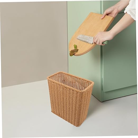 Sosoport Multi Function Storage Basket Wear Resistant Trash Bin for Bedroom Bathroom Kitchen Lightweight Wastebasket Without Lid Decorative Household Organizer and Gift Option