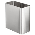 mDesign Stainless Steel Slim Rectangular Modern Metal 2.6 Gallon/10 Liter Trash Can Wastebasket Garbage Container Bin for Bathroom Bedroom Kitchen Home Office Holds Waste Recycling - Chrome