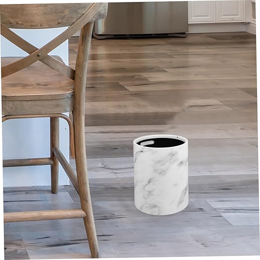 Alipis Trash Bin Marble Pattern Plastic Wastebasket Capacity for Bedroom Kitchen Living Decorative Design with Opening for Easy Use Stylish and Practical