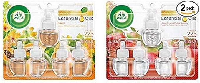 Air Wick Plug-In Scented Oil Refills Hawaii Apple Cinnamon Medley 2 Pack of 5x0.67oz Bottles White and Brown Essential Oils Air Freshener