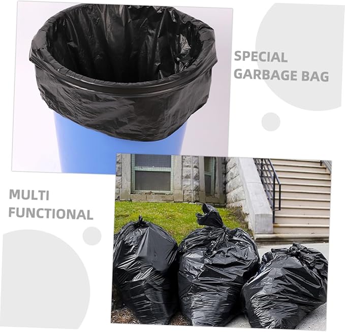 50pcs Extra Large Heavy Duty Trash Bags 80x100cm Black Commercial Garbage Bags for 100l Bin Outdoor Gardening and Property Maintenance Use