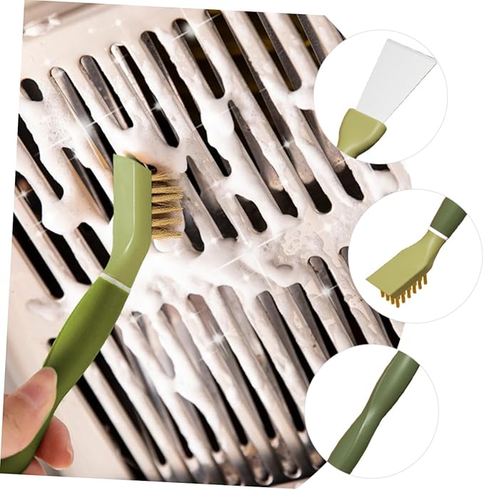 Multipurpose Kitchen Cleaning Spatula Cleaning Spatula 2-in-1 Scrub Brush Small Cleaning Brush Cooktop Scraper Bathroom Cleaner Small Gas Stove Cleaner 22.5x3.8cm Green