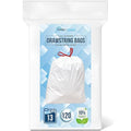 Simpli-Magic 13 Gallon Drawstring Trash Bags Code B 120 Pack – Tall Kitchen Garbage Bags Custom Made with Premium Materials (White)