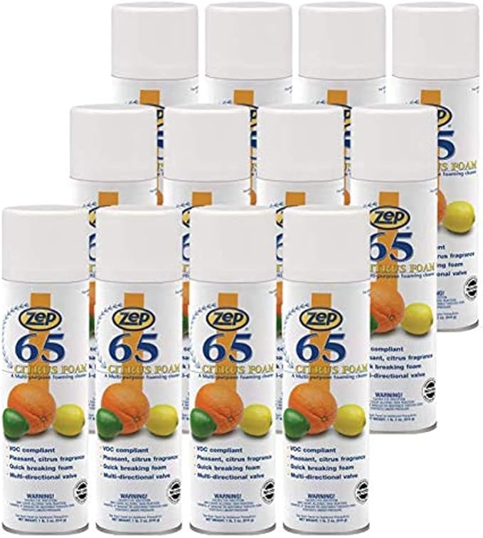 Zep 65 Foaming Citrus Multi-Purpose Cleaner 3701 (Case of 12) Great for Around the House and Office