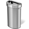 iTouchless 23 Gallon Stainless Steel Semi-Round Open Top Trash Can and Recycle Bin 87 Liter Slim and Space-Saving Design for Home Office Kitchen Restaurant Restroom Large Capacity