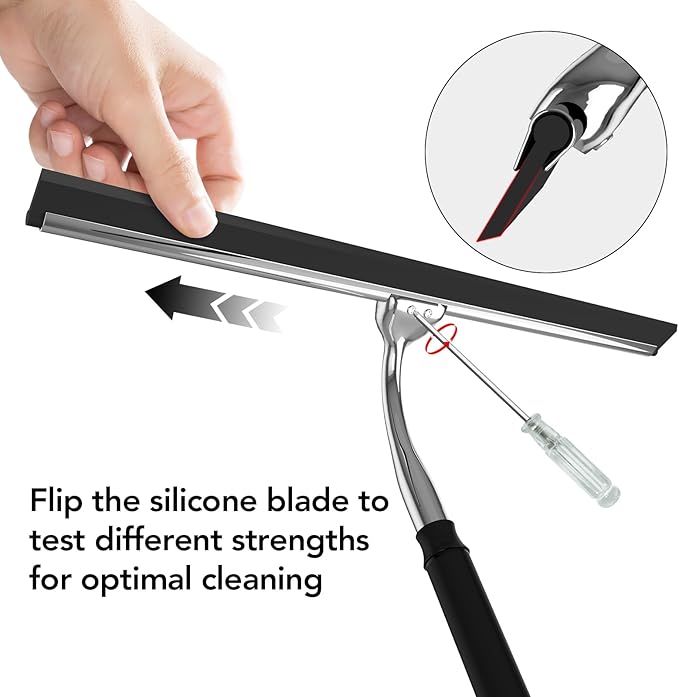 Shower Squeegee with Long Handle 15-51 Telescopic Squeegee for Window Cleaning Window Squeegee for Glass Doors Extendable Window Cleaner Tool for Tile Walls Sliding Door Floor Car Windshield