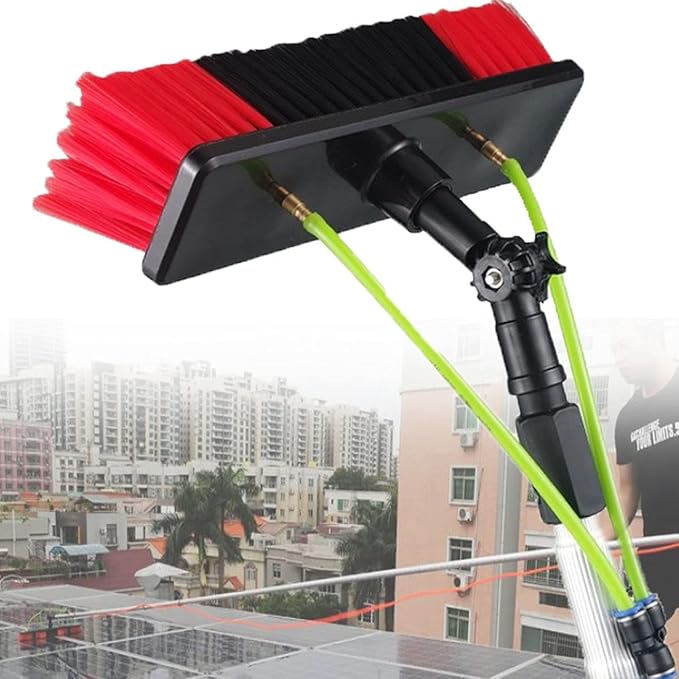 Window Cleaning Pole Window Cleaner Kit Water/Hose Fed Extendable Pole Window Cleaning Brush Equipment Cleaning Photovoltaic and Solar Panels30cm Brush Head5m/16ft