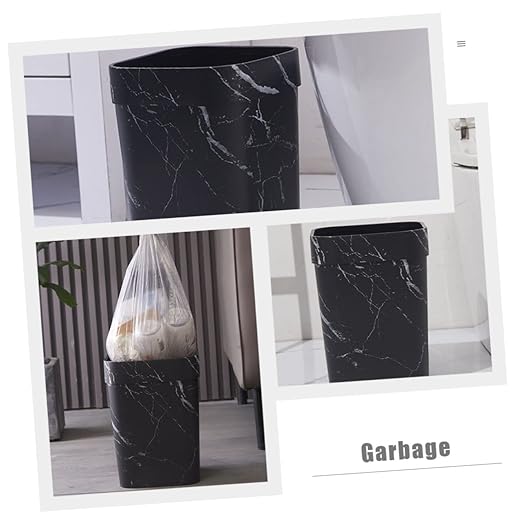 Happyyami Marble Trash Can Decorative Garbage Container for Home Office Bathroom Stylish Non Slip Waste Basket Compact Versatile Design for Kitchen Living Bedroom