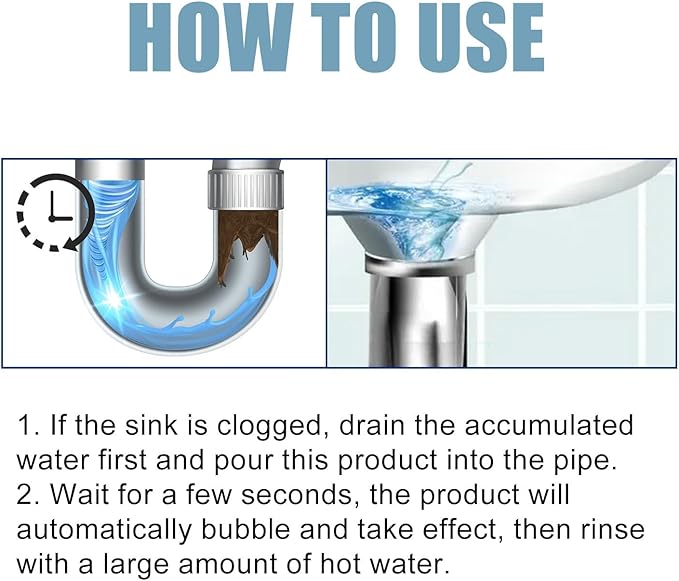 Drain Cleaner for Kitchen and Bathroom - Unclog Pipes Remove Grease &amp Odors and Keep Drains Fresh(2PCS)