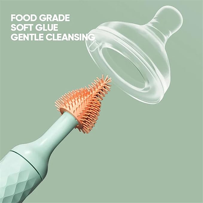 360 Bottle Cleaner 360 Electric Bottle Cleaner Portable Travel Electric Baby Bottle Brush Set (3SetPink)
