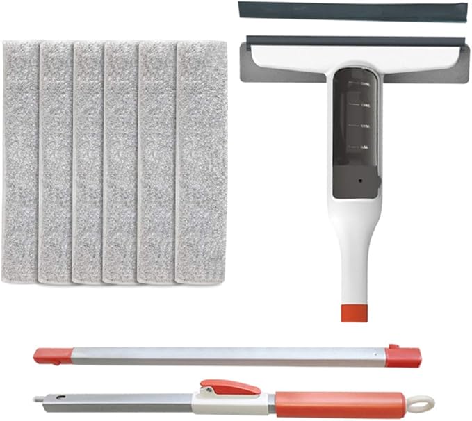 Window Cleaner Wipers Water Spraying Window Cleaner with Reusable Microfiber Pads for Hardwood Marble Tile Laminate Or Ceramic Floors 122Cm