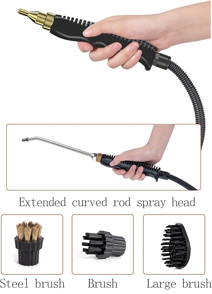 Steam Cleaner 2500W Handheld High Temp Portable Steamer Cleaning Machine With 3 Brush Heads 6 Speed Gear Adjustment 10S fast heating for Cleaning Grout Tile Living Room Kitchen Red