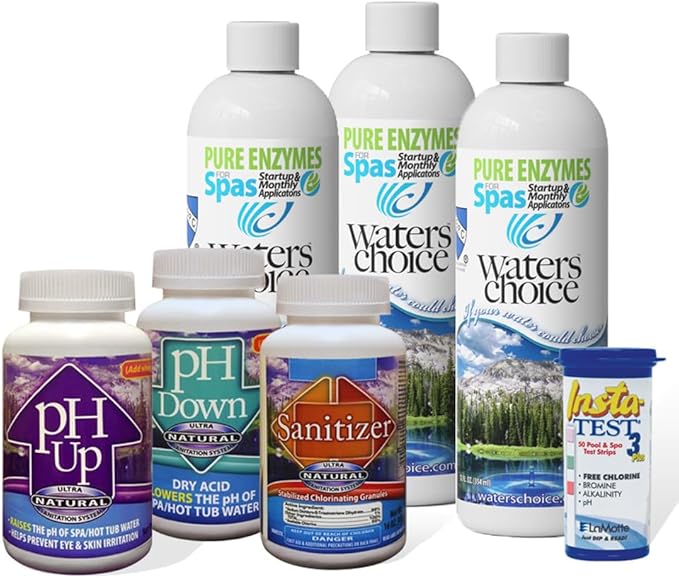 Waters Choice Complete Hot Tub Chemicals 3-Month Starter Kit-All-in-One Water Clarifier Chemical-Free Spa Kit for Easy Water Care in Hot Tubs &amp Jacuzzis