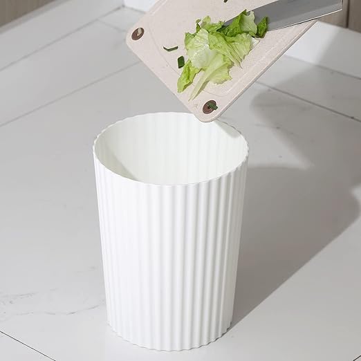 JiatuA Small Trash Can Plastic Wastebasket Garbage Container Bin for Bathroom Kitchen Under Sink Bedroom Home Office College Dorm White &amp Dark Grey