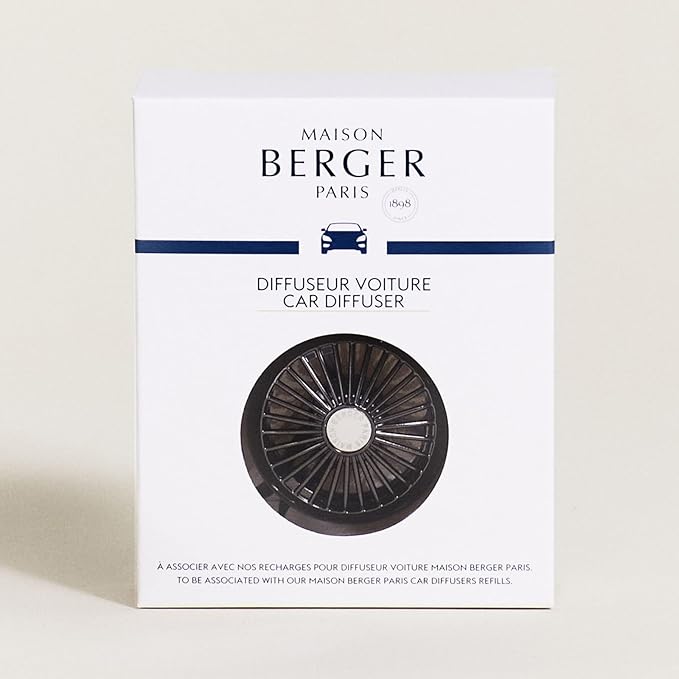 MAISON BERGER Luxury Car Air Freshener Bundle – Gun Metal Finish Vent Clip Diffuser + 2 Ocean Breeze Ceramic Pods (4-6 Week Scent) French-Made Refillable System Adjustable Fragrance