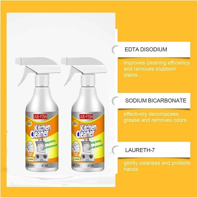 Kitchen Grease Cleaner - Compatible with Durdao 60ml Heavy-Duty Grease Remover Powerful Degreaser Cleans Racks Ovens and Stoves Household Stove Cleaning Spray(3pcs)
