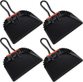 4 Pack 12 inch Heavy Duty Metal Dustpan Large Wide Dust Pans for Household Handheld Wide Scooper and Debris Cleaning Tool Ideal for Home and Commercial Use (Black)