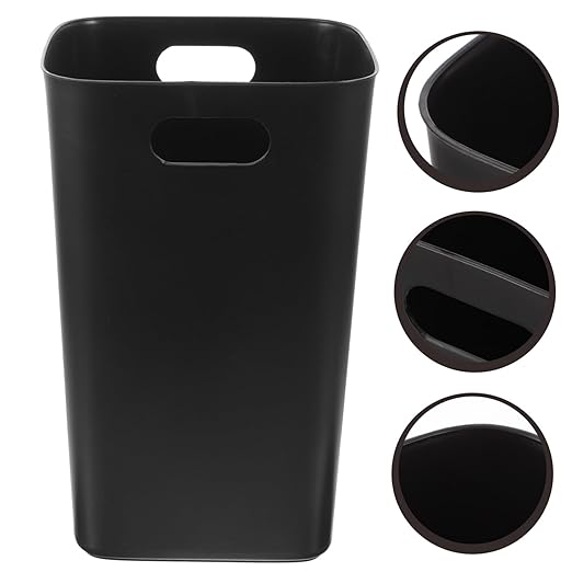 No Lid Kitchen Trash Can Black Multi-Functional Wastebasket for Home Office Bedroom and Living Room Easy to Clean Garbage Container