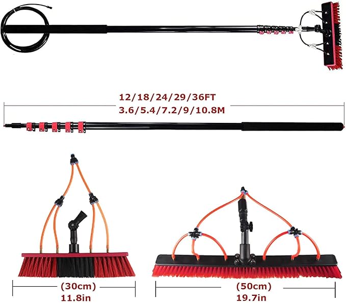 water fed pole kit window cleaning brush outdoor Water Fed Pole Kit Window And Solar Panel Cleaning System Pole Water Fed Telescopic Brush/Windows Cleaning &amp Washing Tool (Size : 19FT/6M)