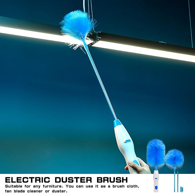 Electric Duster Brush-180°Electric Duster Multi-Function Automatic Electrostatic Adsorption Brush Cleaning Tool for Furniture Window and Bookshelf