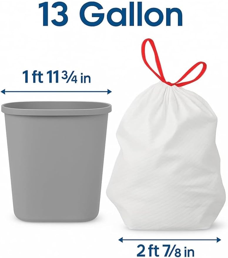 13-Gallon Tall Kitchen Trash Bags with Drawstring Fresh Scent 120 Count – Strong Flex Tear-Resistant