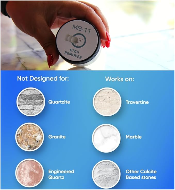 MB-11 Marble Etch Remover - Repairs Water Rings Marks from Lemon Juice Acidic Cleaners Chemical Burn - SAMPLE KIT