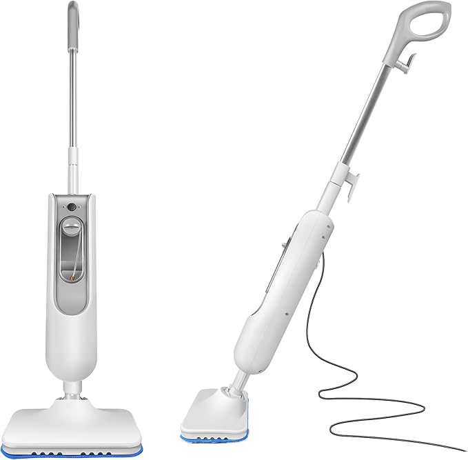 Steam Mop with Detachable Handheld Steamer for Walls Grouts Hard Floors Tiles includes Multi-purpose Accessories and Washable Microfiber Pads
