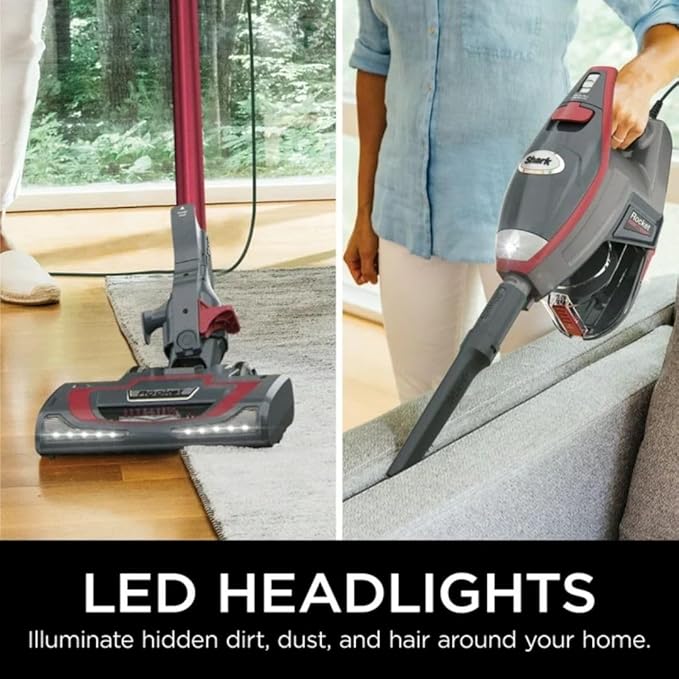 SharkLightweight Corded Stick Vacuum Cleaner with Powerful Suction Swivel Steering and Wall Mount Storage. (Red)