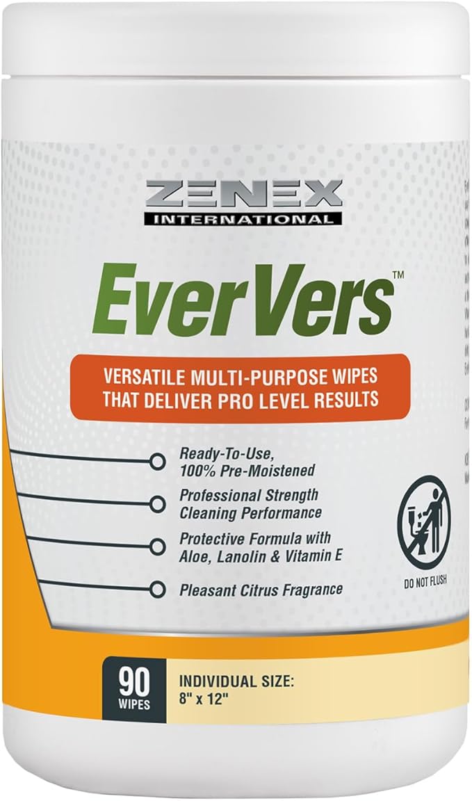 Magic EverVers Heavy Duty Cleaning Wipes - Single Sided Hand &amp Surface Towels | Powerful Moisturizers to Prevent Dry Hands | Waterless | Removes Grease Oil Dirt &amp more (2 Pack | 180 Sheets