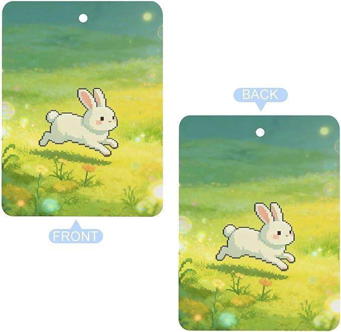 5PCS Car Air Freshener Hanging Personalized Double Sided White Rabbit flowers Car Fresheners Long Lasting New Cars Scents Cute Automotive Freshies for Closets Drawers (tea)