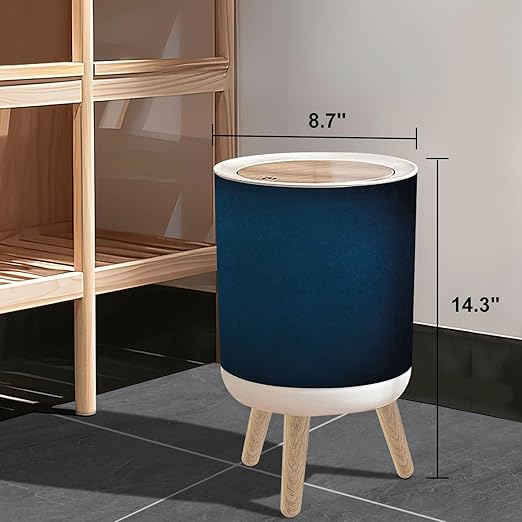 Small Trash Can with Lid Navy Blue Abstract Colored Pictures 1.8 Gallon/7L Garbage Can Waste Bin with Press Top Lid Legs Waste Basket for Bathroom Kitchen Bedroom