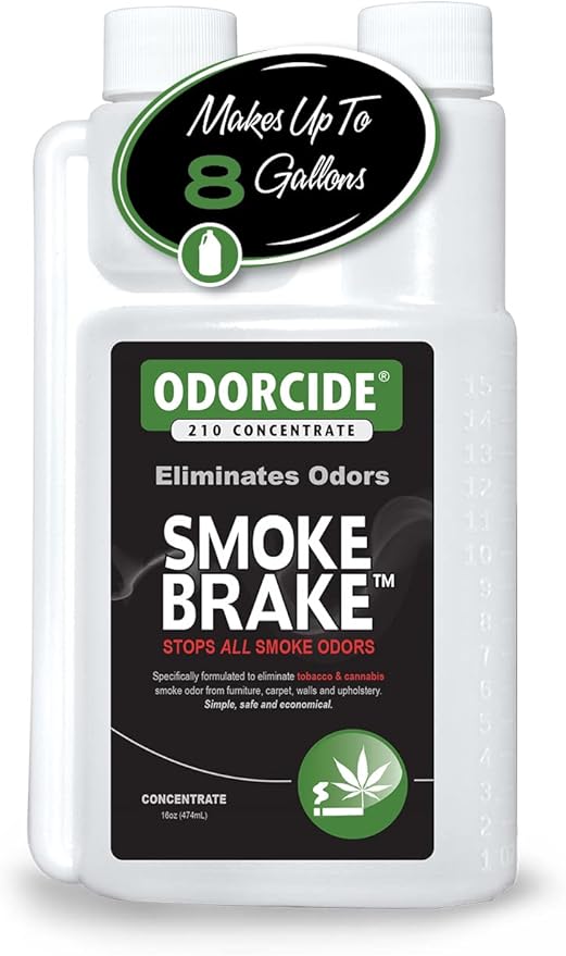 Odorcide Smoke Brake Odor Eliminator Concentrate - Smoke Odor Neutralizer - Smoke Odor Eliminator for Home &amp Smoke Odor Eliminator for Car – Smoke Smell Eliminator w/Non-Enzymatic Formula (16 oz)