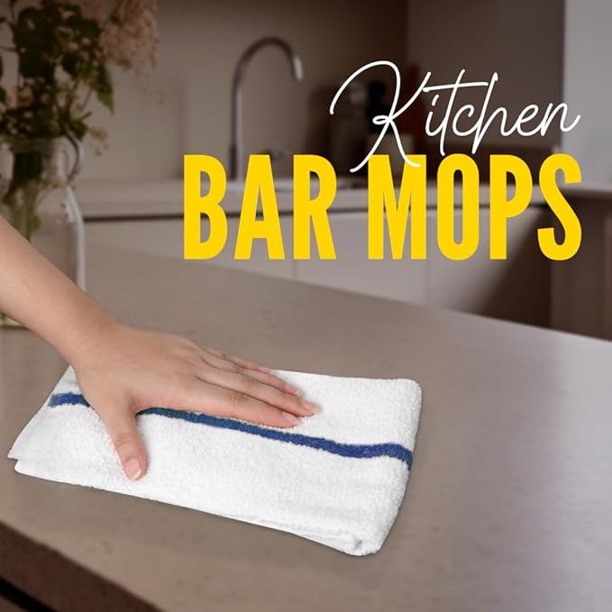 Avalon Towels Terry Bar Mop Towels (Value Pack of 60) Size 16x19 – Absorbent and Durable Multipurpose Cleaning Rags Cotton Cleaning Cloths Terry Cloth Rags Reusable Shop Rag