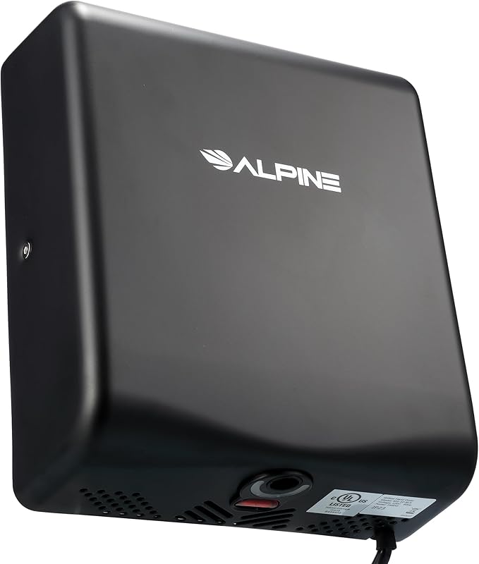 Alpine Hand Dryers for Bathrooms Commercial Extreme Speed Automatic Electric Hand Dryer for Home Bathroom/Restaurant with HEPA Filter Heat &amp Speed Control - ADA Compliant (120v Matt Black)