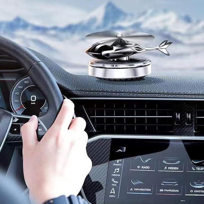 Car Air Fresheners with Solar Rotating Car Fragrance Diffuser Creative Car Perfume Decoration Car Dashboard Aromatherapy Ornament Solar Helicopter Perfume Ornament Home Office Desktop Decoration C