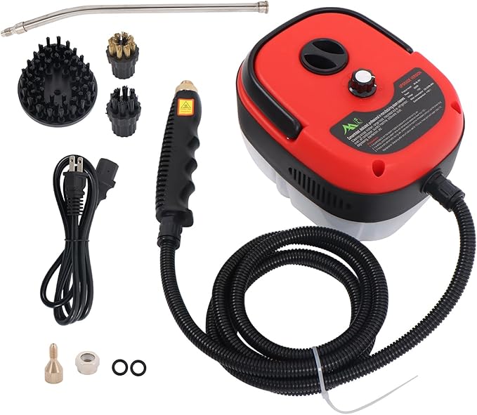 2500W 1000ml 110V Red Small Portable High-temperature and High-pressure Steam Cleaner with Brush for Kitchens Toilets and Car Interiors