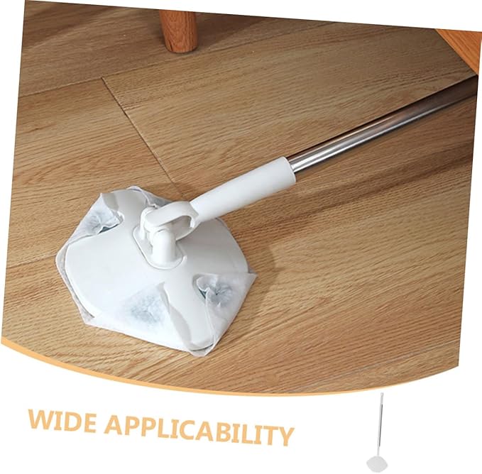 Veemoon Rotating Dust Mop for Hardwood Floor Cleaning with Flat Mop Pad and Dry Towel No-wash Triangle Shape Dust Broom for Home Use and Floor Care