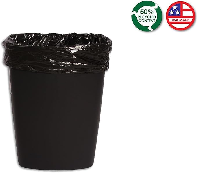 RESILIA Tall 15 Gallon Trash Bags - Black Recycling 100 Bags/Roll 1 Mil 0.001 Inch Thick 24x33 inches (WxH) Wire Ties Included MADE IN USA