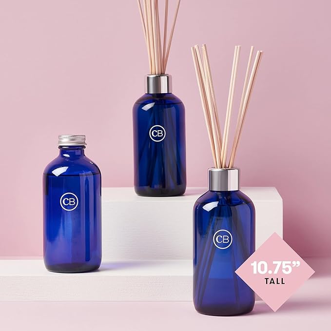 Capri Blue Havana Vanilla Reed Diffuser Set - Includes Reed Diffuser Sticks Fragrance Oil and Glass Bottle - Luxury Scented Room Fresheners - Cobalt Blue (8 fl oz)