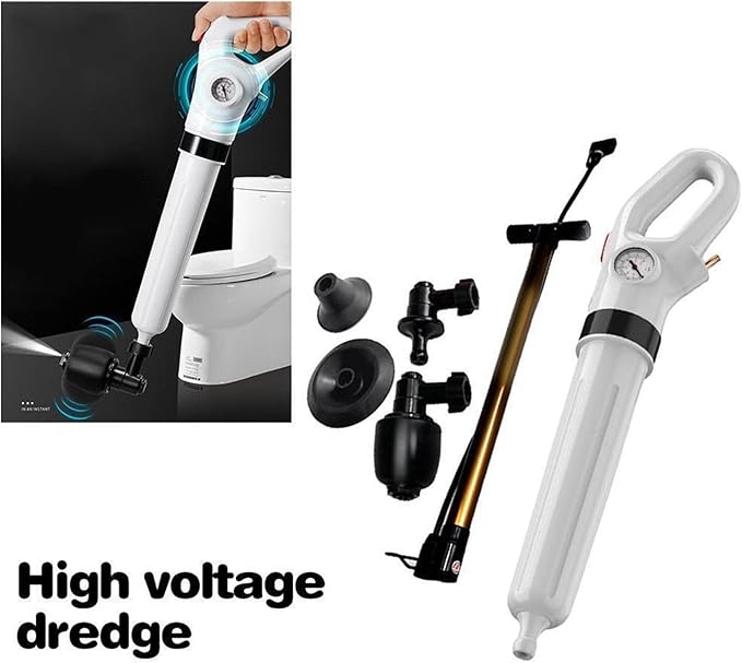 High Pressure Pump Cleaner Dredge -1 Set White Toilet Plunger Air Drain Blaster Sink Pipe Clogged Remover Bathroom Pipe Bathtub