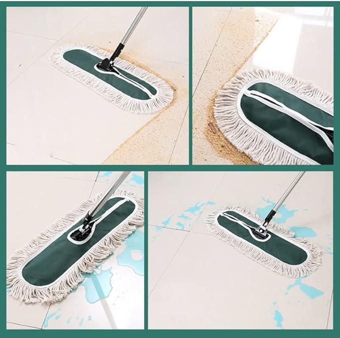 Large Cotton Thread Flat Mop with Adjustable Handle Hardwood Floor Clean Office Home Industrial Cleaner Dry Dust Floor