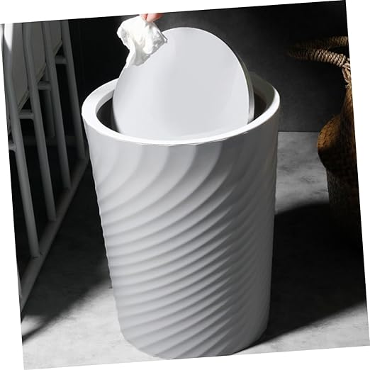 Zerodeko Creative Plastic Trash Can with Swing Lid 10L Household Waste Basket for Bathroom Office Bedroom Anti-Fingerprint Finish Easy to Use Garbage Bin