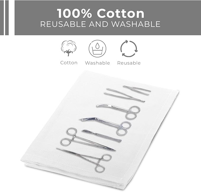 Avalon Towels Surgical Huck Towels (Pack of 12) Size 17x26 Inches 100% Cotton Cleaning Cloths Multi-Purpose Perfect for Hospitals and Home (White)