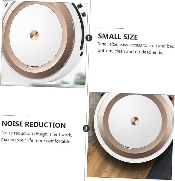 PRETYZOOM 1Set Compact Intelligent Floor Sweeper Home Dust Catcher with Mopping Function Silent Operation for Pet Hair and Debris Golden Finish