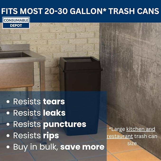 20-30 Gal Trash Bags | 500 Count | 30 X 37 Clear Large Garbage Bags for Household Use