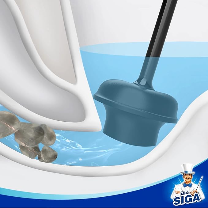 MR.SIGA Toilet Plunger with Holder Heavy Duty Toilet Plunger and Holder Combo for Bathroom Cleaning Black