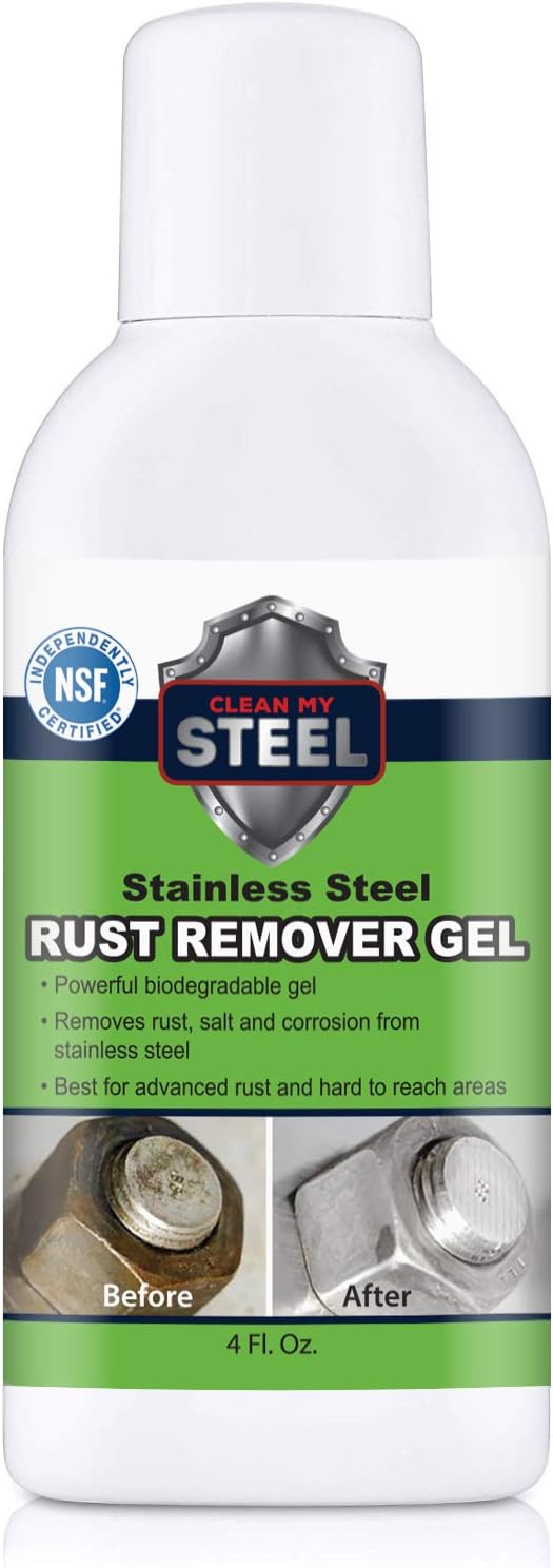 Heavy-Duty Rust Stain Remover for Metal Surfaces Including Stainless Steel. Our Industrial Use Metal Cleaner and Stainless Steel Rust Remover Gel Needs No Scrubbing Simply Apply and Rinse off (4 oz)