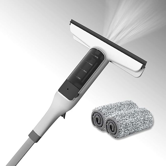 Window Squeegee Cleaner JEHONN 3 in 1 Window Cleaning Tools with Spray Scrubber Handle Window Washer for Glass Outdoor