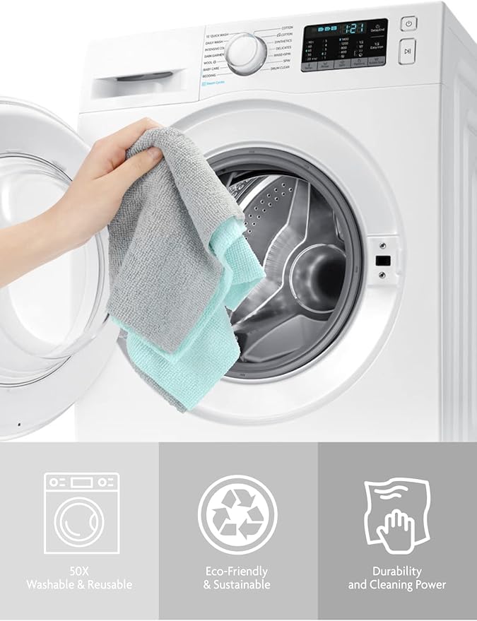 Fantasticlean Microfiber Cleaning Cloth Roll -75 Pack Tear Away Microfiber Towels 12 x 12 Reusable Washable Scratch Free Ultra Absorbent Dishcloth for All-Around Cleaning Supplies (Blue)