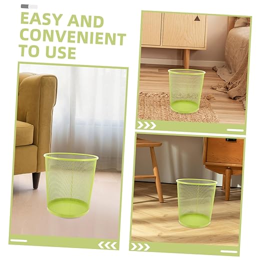 Metal Mesh Trash Can for Bathroom and Office Large Green Wire Wastebasket Multipurpose Rubbish Container for Living Storage and Waste Practical Home and Hotel Use